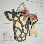 Pancarte "Vache" artisanale en bois décorative