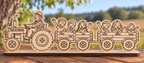 Cadeau grand-père personnalisé tracteur en bois avec 6 petits-enfants