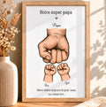 Cadre personnalisé papa avec prénom(s) des enfants et message personnalisé, cadeau fête des pères format A4