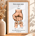 Cadre personnalisé papa avec prénom(s) des enfants et message personnalisé, cadeau fête des pères format A4