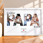Cadre photo personnalisé Papa avec texte et prénoms des enfants
