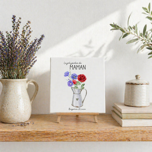 Carreau personnalisé Le joli jardin de maman avec prénoms