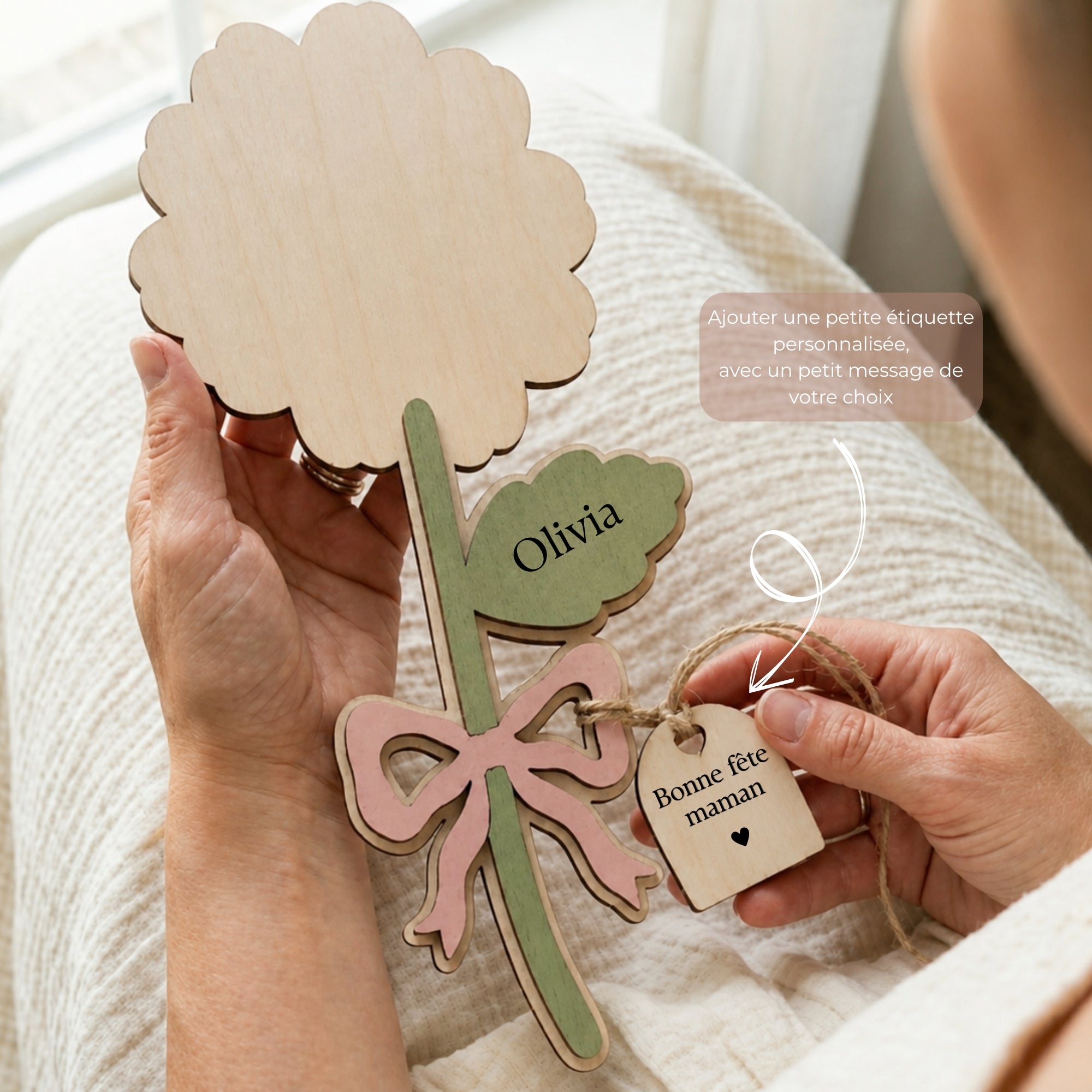 Fleur personnalisée avec photo et prénom – Un souvenir unique pour maman