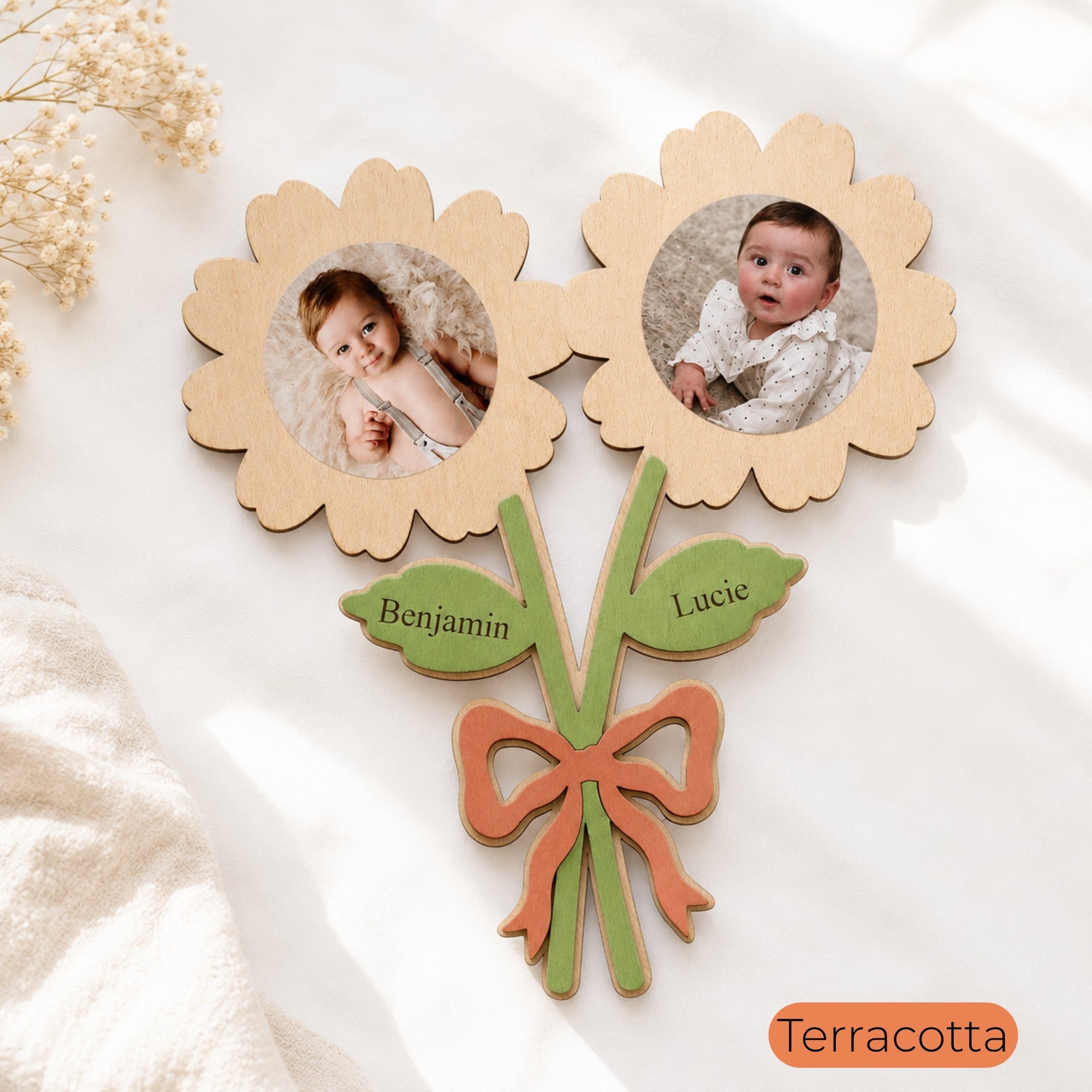 Fleur personnalisée avec photo et prénom – Un souvenir unique pour maman
