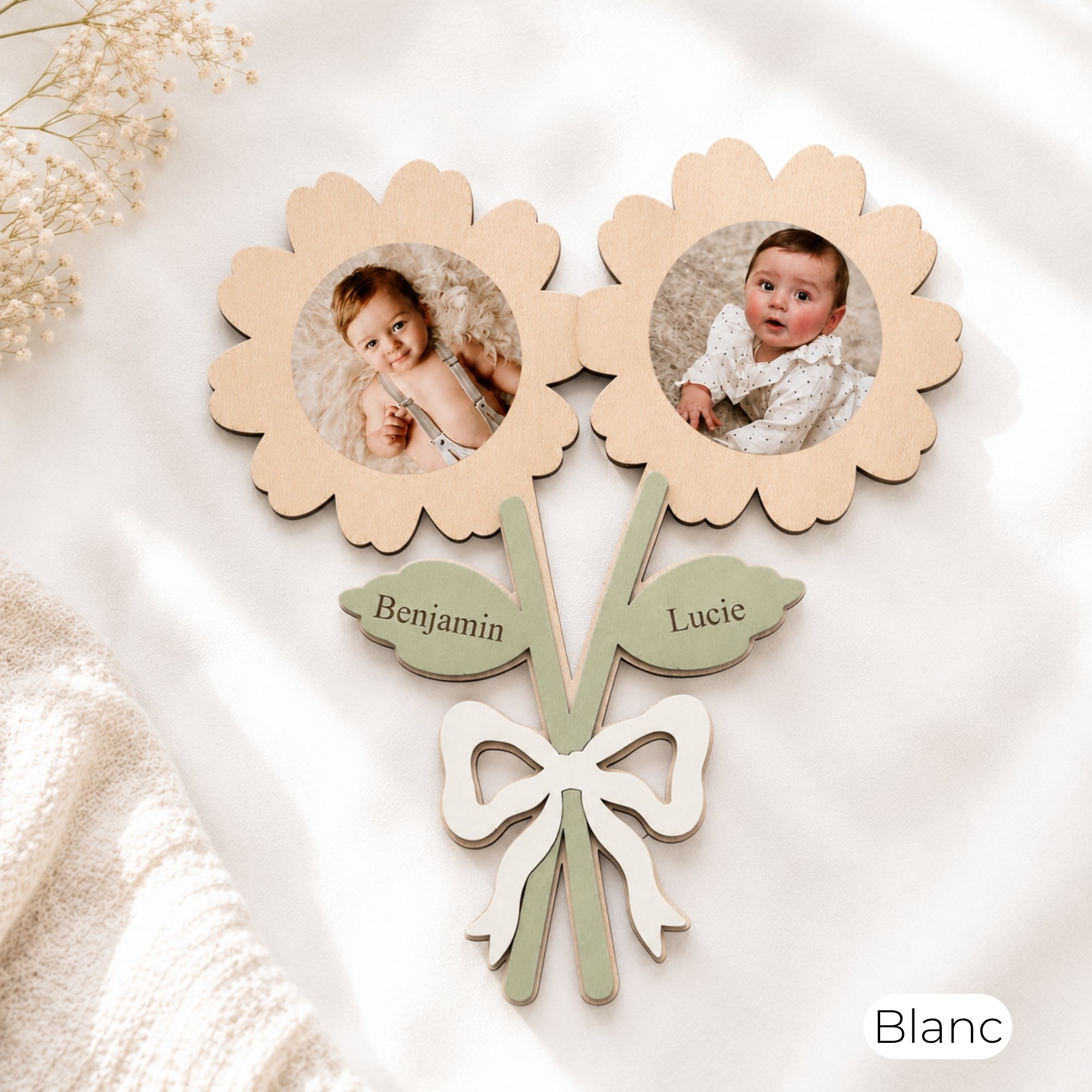 Fleur personnalisée avec photo et prénom – Un souvenir unique pour maman