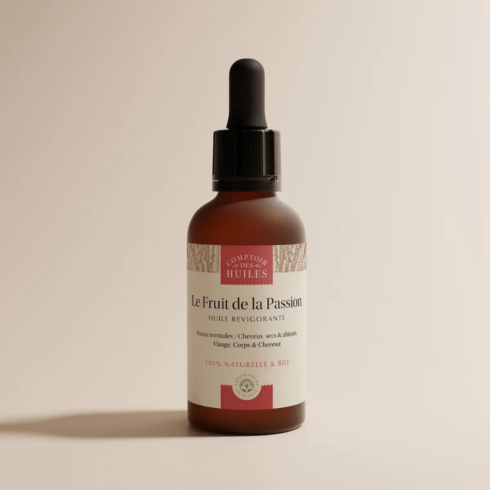 Huile de Fruit de la Passion BIO revigorante pour visage, corps et cheveux