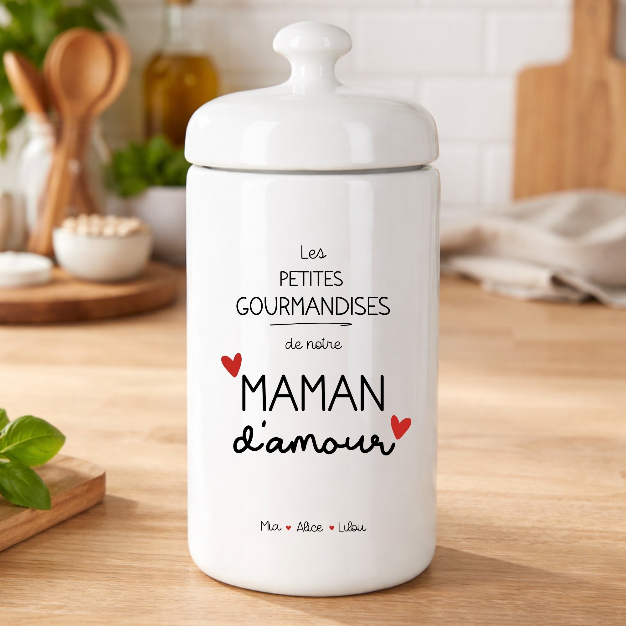 Pot à biscuits personnalisé Maman avec prénoms – cadeau original