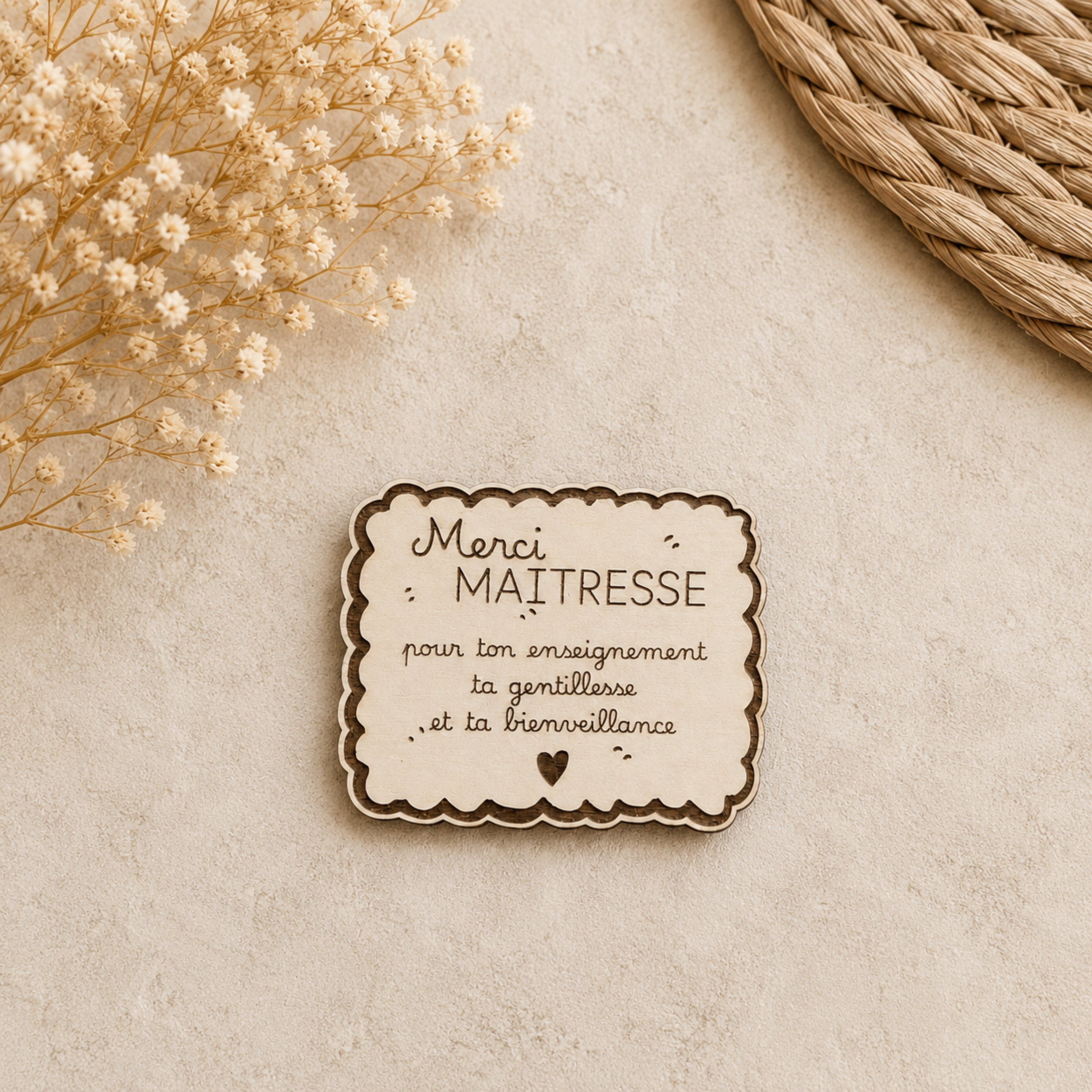 Magnet biscuit personnalisé en bois | Cadeau maîtresse, ATSEM, AVS, nounou