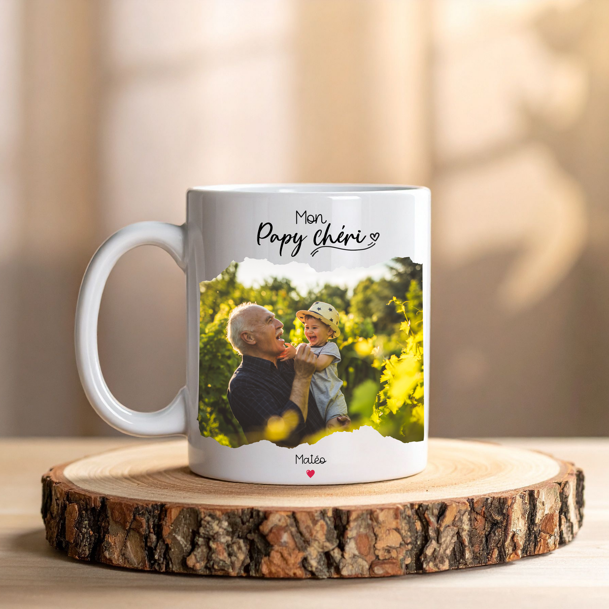 Mug papy personnalisé avec photo et prénom enfant