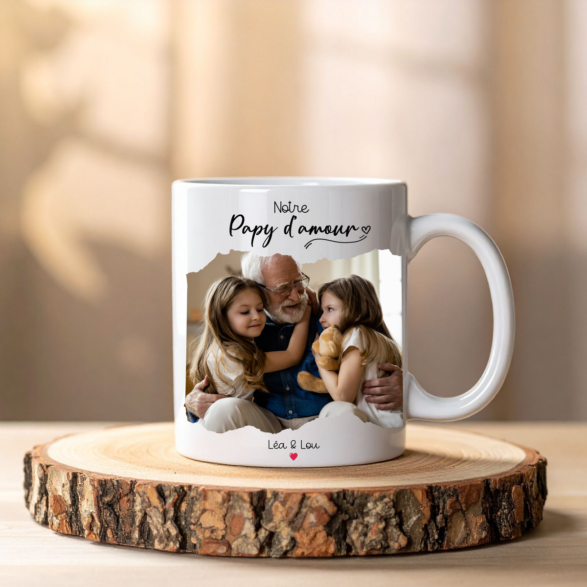 Mug notre papy d'amour personnalisé avec photo et prénoms des petits enfants
