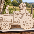 Tracteur en bois personnalisé Papy et sa tribu cadeau grand-père