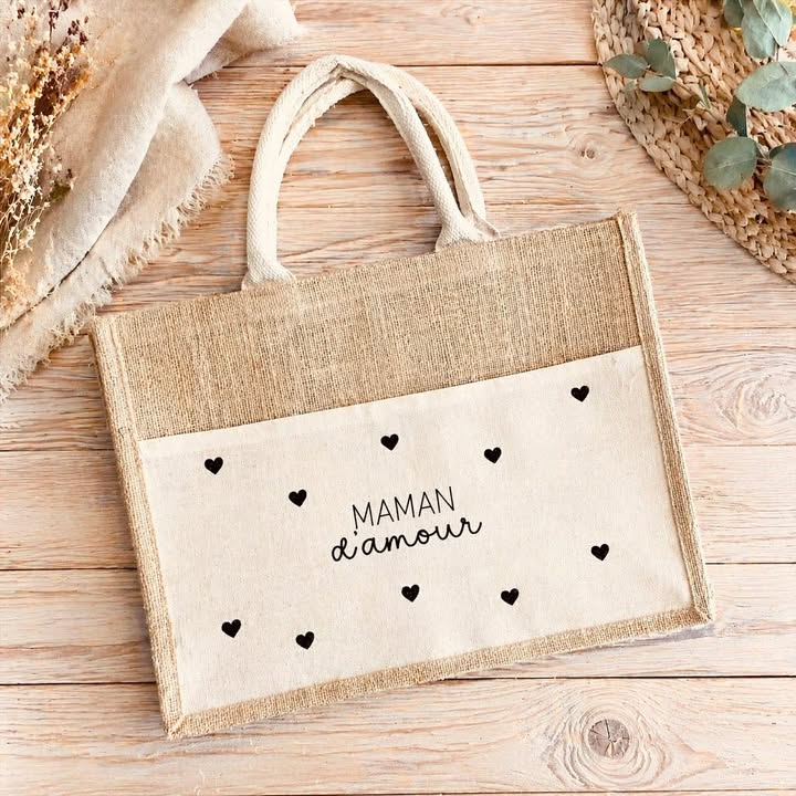 Sac cabas Maman d’amour style bohème – cadeau maman