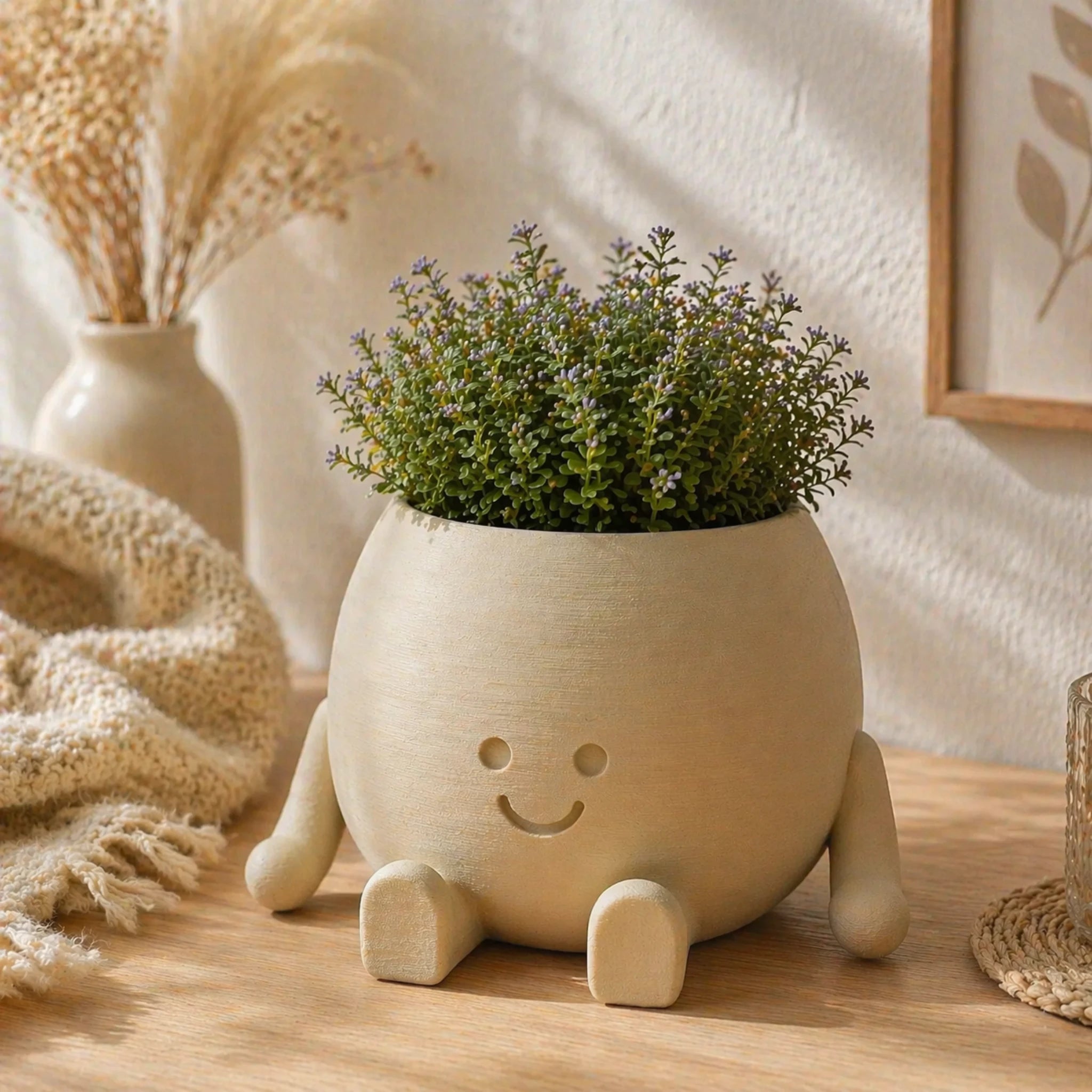 Cache-pot décoratif Petit Pot Heureux au design minimaliste