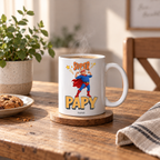 Cadeau Papy personnalisé avec prénom sur mug Super Papy jaune