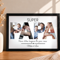 Cadre photo Super Papa personnalisé | Cadeau fête des pères avec photos et prénoms