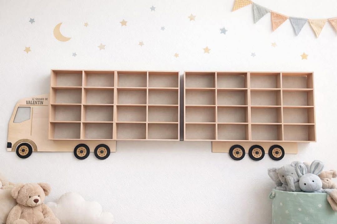 Décoration personnalisable pour enfant en forme de camion, étagère de rangement pour jouets, rangement pour petites voitures 