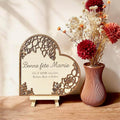 Cœur floral en bois personnalisable avec prénom ou message