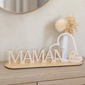Décoration en bois personnalisée pour maman avec fleurs et prénoms