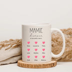 Mug Mamie personnalisé avec prénoms – Cadeau fête des mamies personnalisé