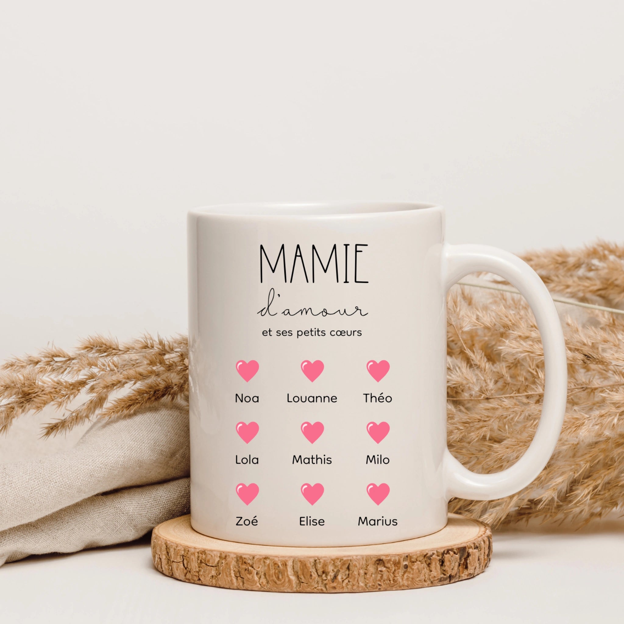 Mug Mamie personnalisé avec prénoms – Cadeau fête des mamies personnalisé