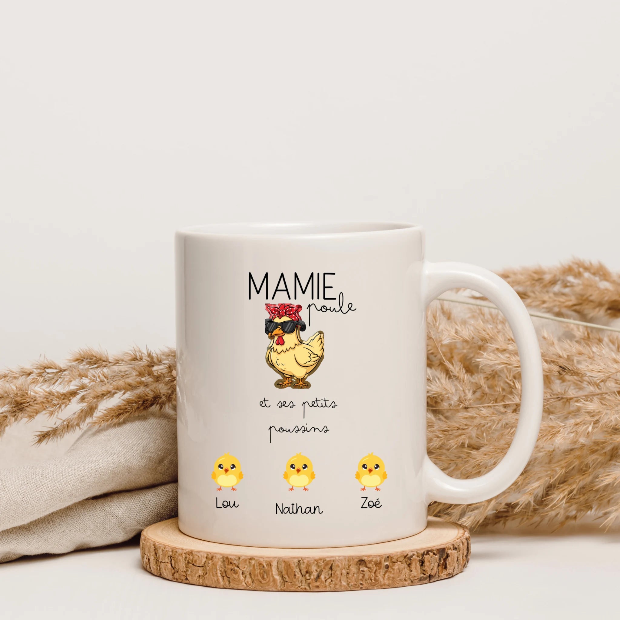 Mug personnalisé Mamie Poule avec prénom – cadeau Mamie
