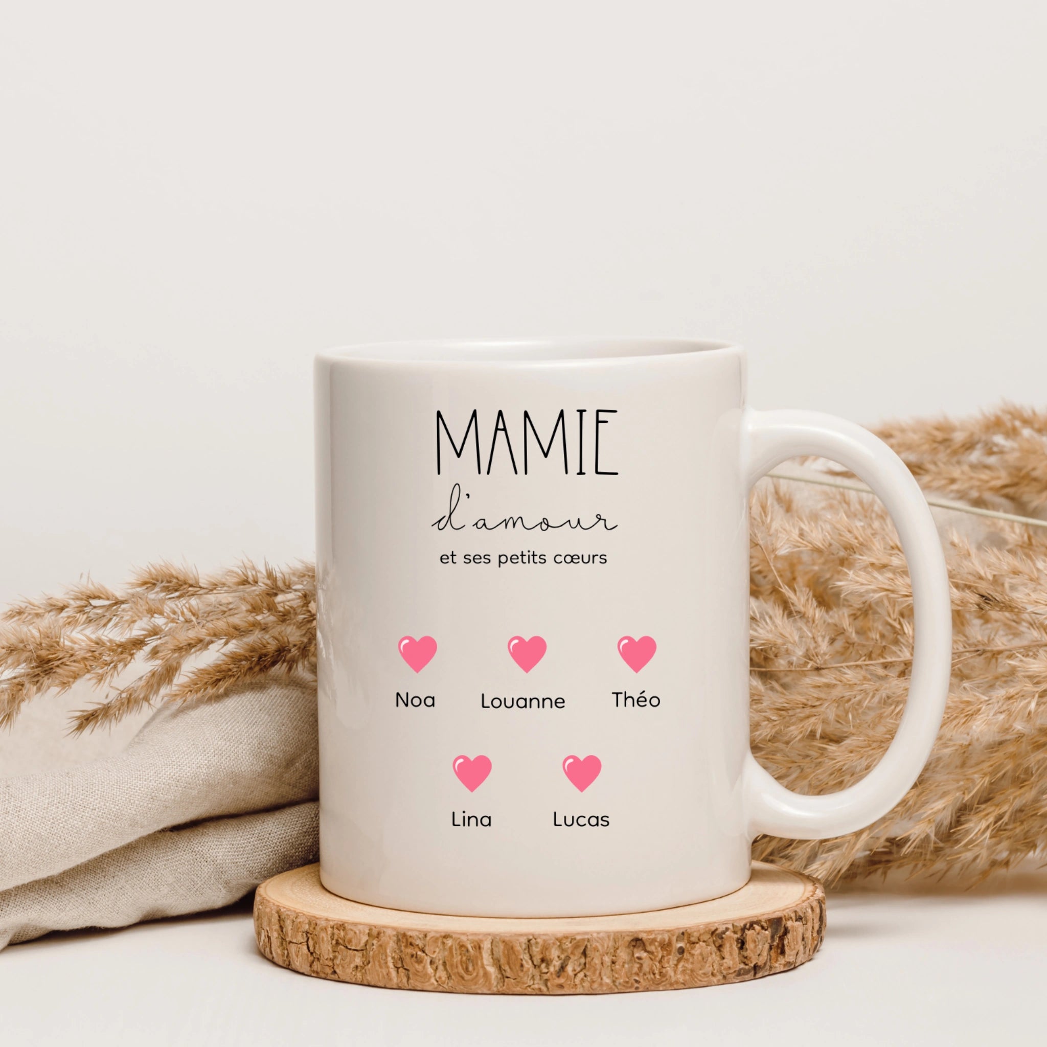 Mug Mamie personnalisé avec prénoms – cadeau fête des Mamies
