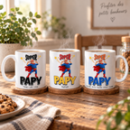 Mugs Super Papy personnalisés avec prénoms en plusieurs couleurs