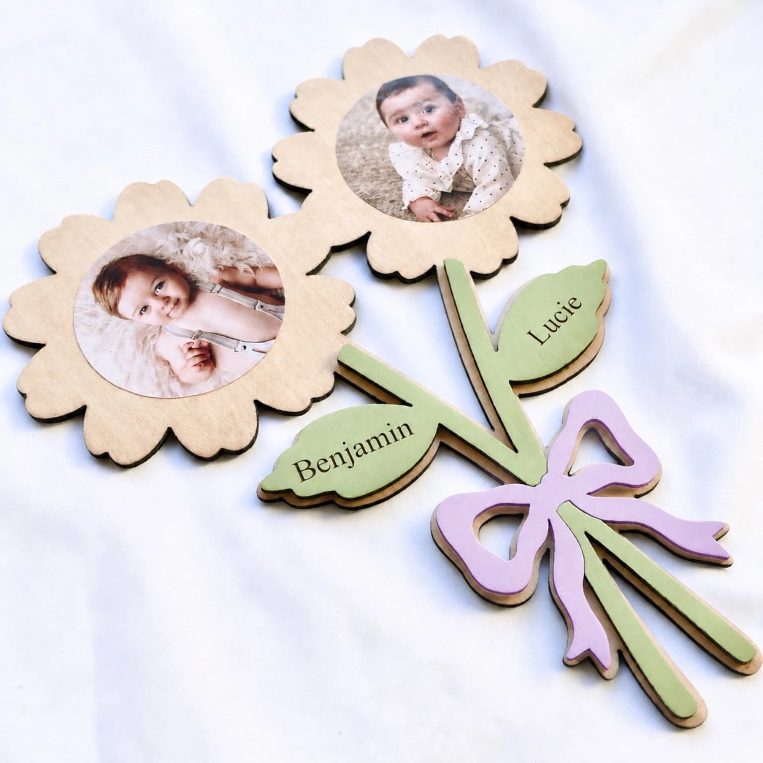 Fleur personnalisée avec photo et prénom – cadeau souvenir maman