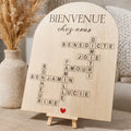 Panneau Bienvenue chez nous en bois personnalisé pour décoration d’entrée