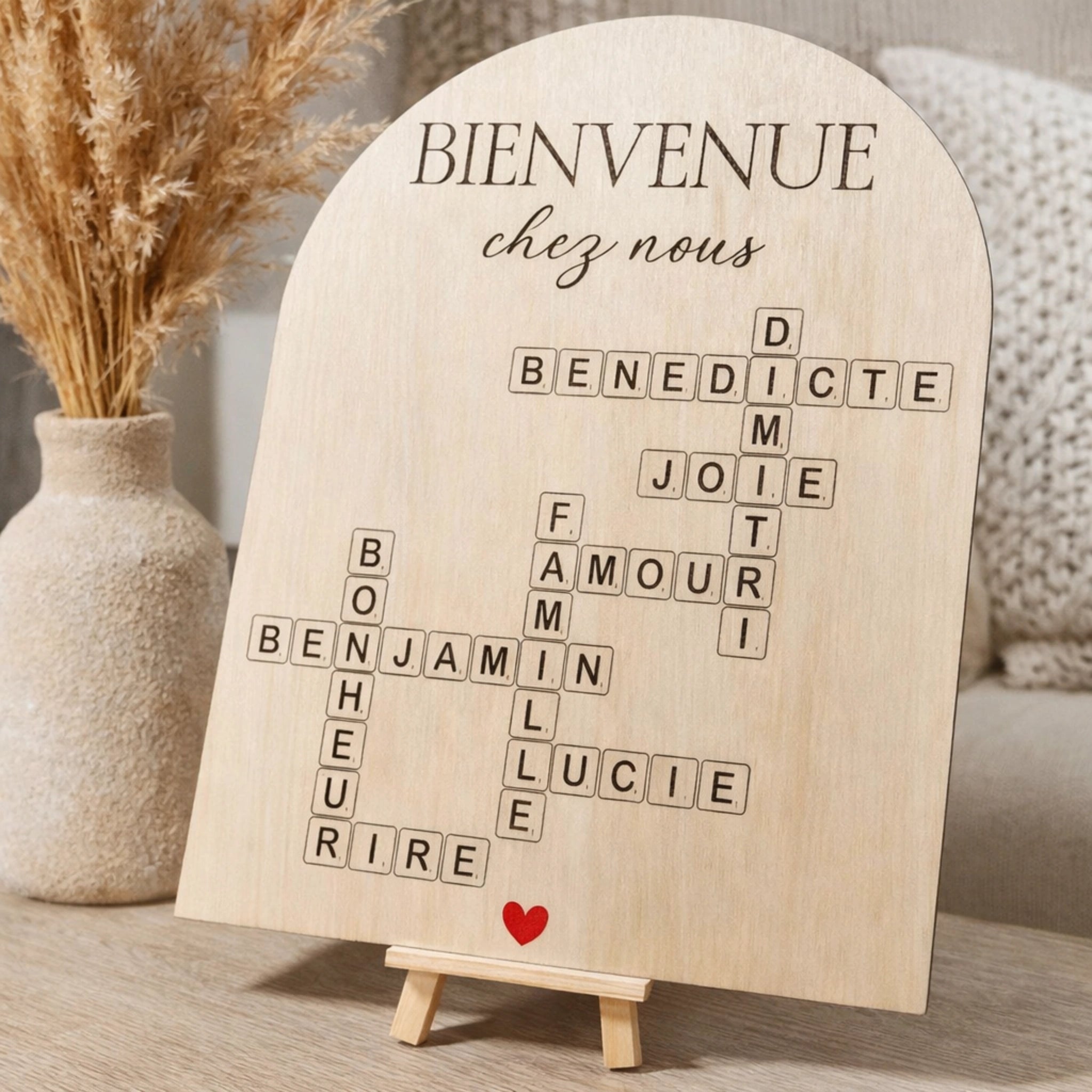 Panneau Bienvenue chez nous en bois personnalisé pour décoration d’entrée