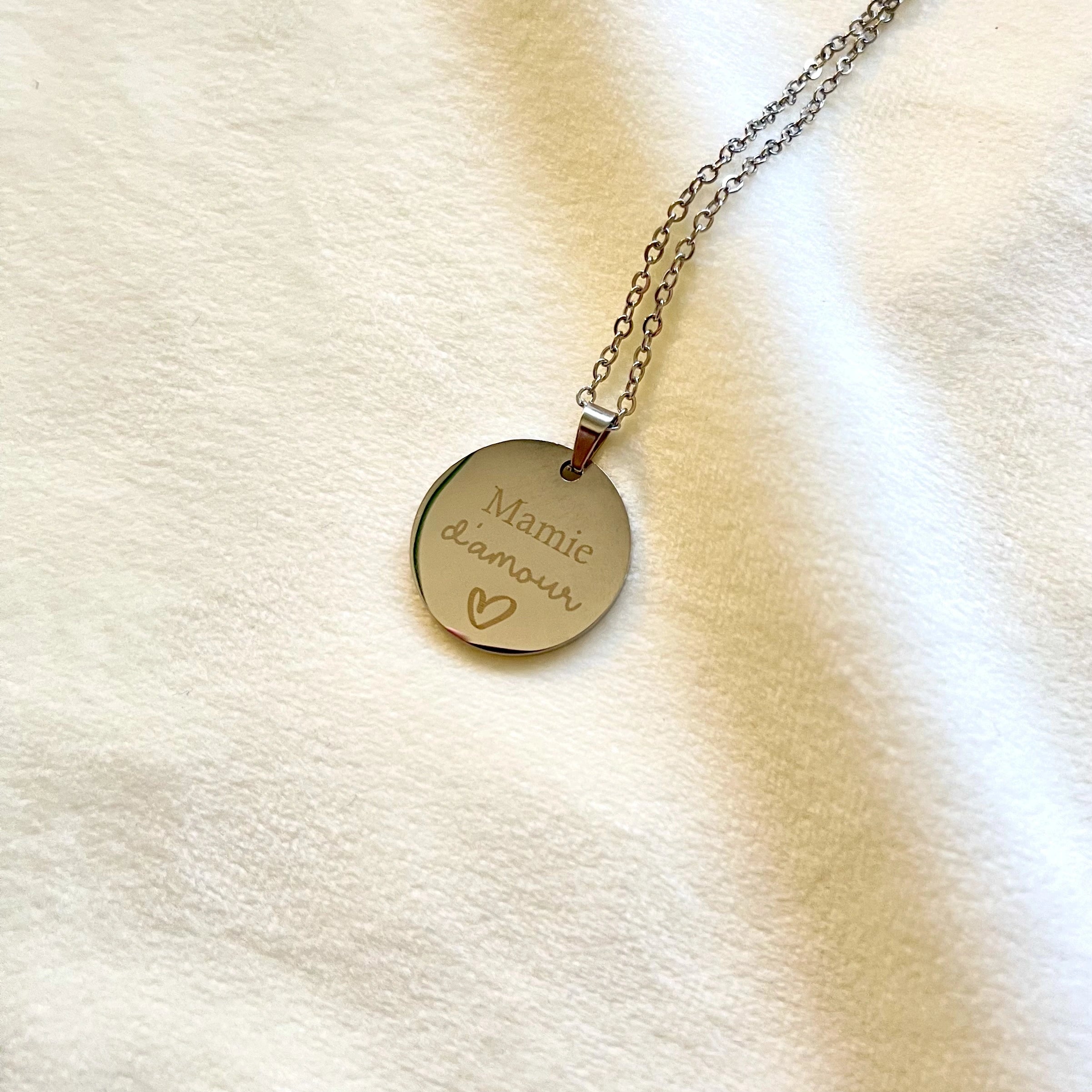 Collier personnalisé femme en acier inoxydable ou plaqué or rose 18K