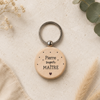 Porte-clés personnalisé en bois | Cadeau maîtresse, AVS, nounou, ATSEM