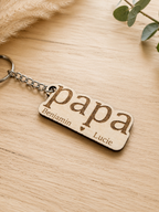 Porte-clés Papa personnalisé avec prénoms des enfants – Cadeau fête des pères en bois