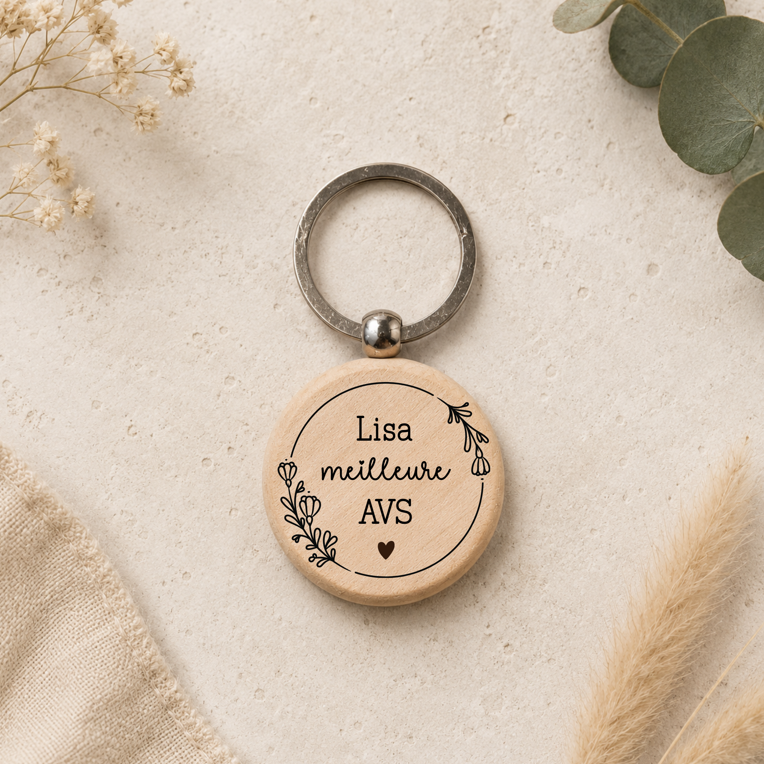 Porte-clés personnalisé en bois | Cadeau maîtresse, AVS, nounou, ATSEM