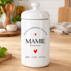 Pot à biscuits personnalisé Mamie – Jarre à biscuits fête des mamies – Cadeau personnalisé Mamie avec prénoms