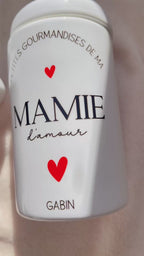 Pot à biscuits personnalisé Mamie – Jarre à biscuits fête des mamies – Cadeau personnalisé Mamie avec prénoms