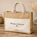 Sac cabas Mamie personnalisé en jute – cadeau fête des Mamies